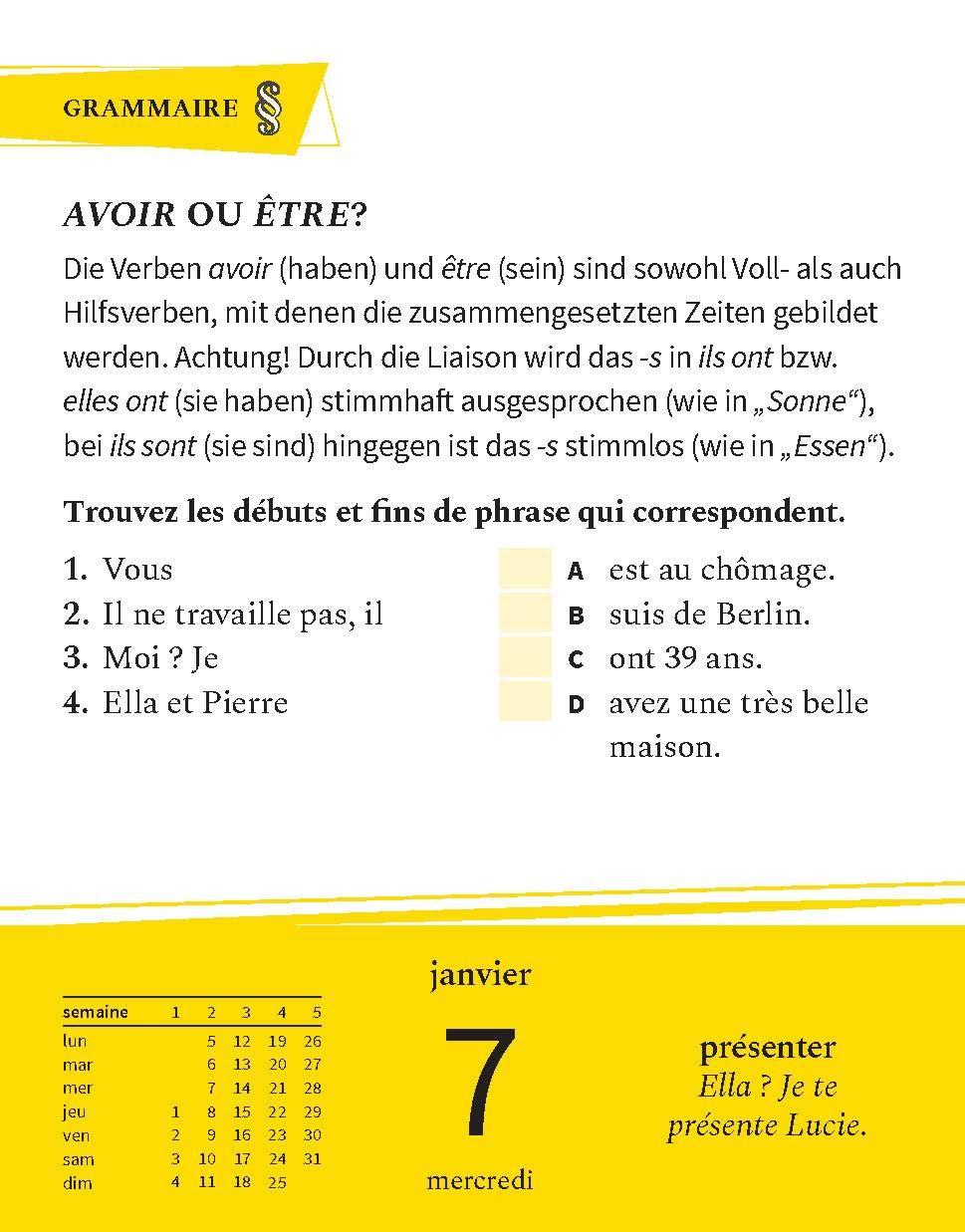 Beispielinhalt (Bild) Langenscheidt Sprachkalender Französisch 2026