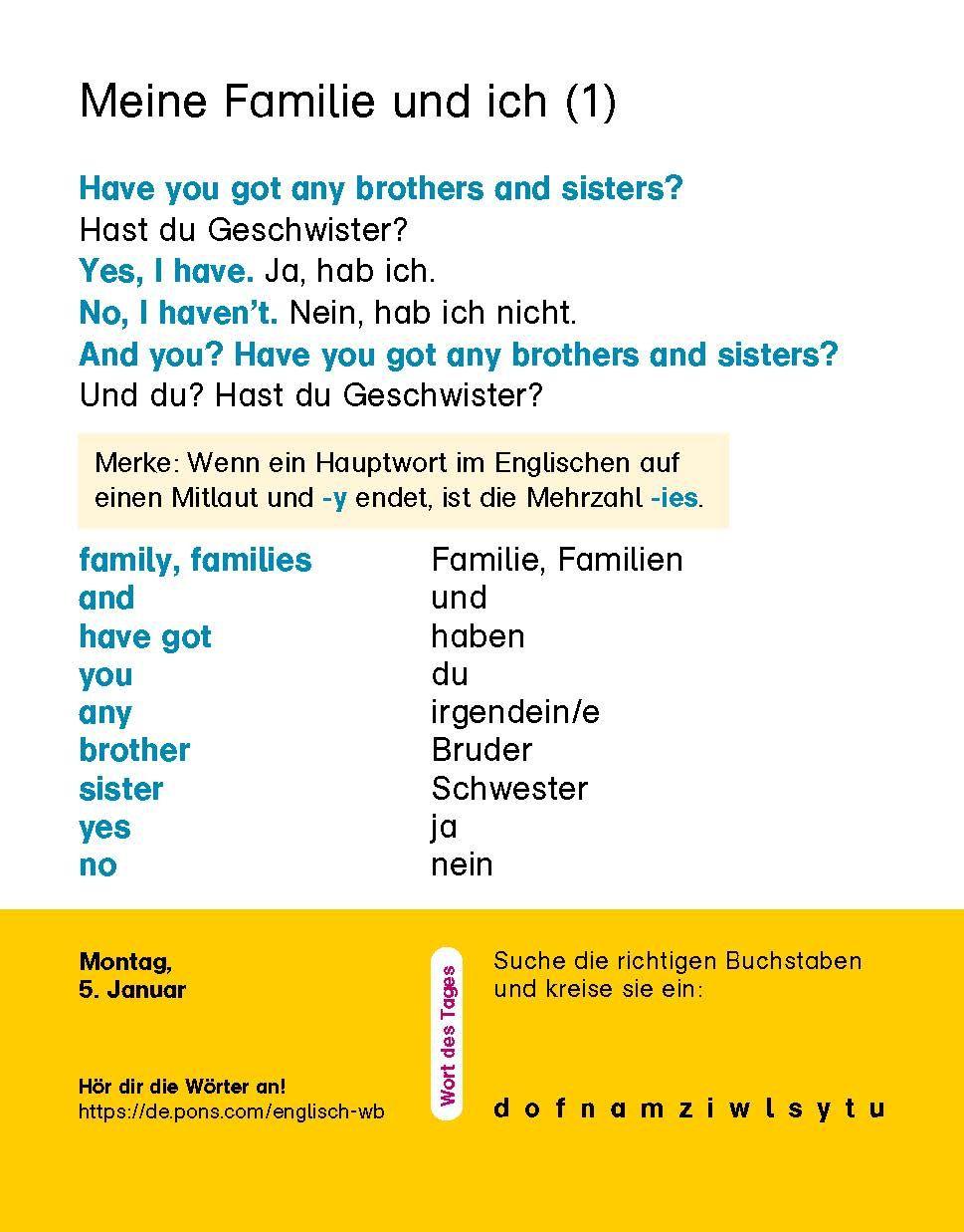 Beispielinhalt (Bild) Langenscheidt Kinderkalender Englisch 2026