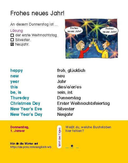 Beispielinhalt (Bild) Langenscheidt Kinderkalender Englisch 2026