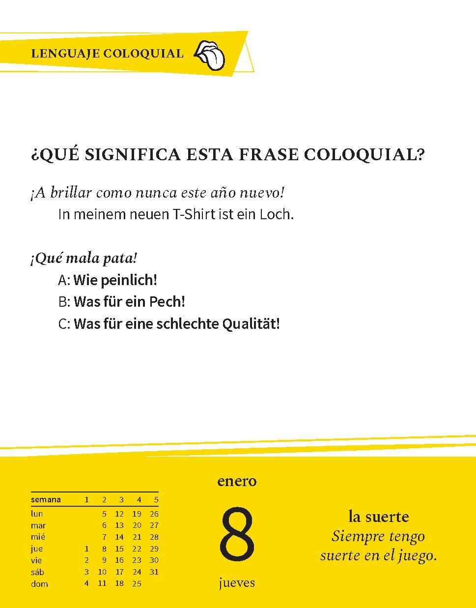 Beispielinhalt (Bild) Langenscheidt Sprachkalender Spanisch 2026