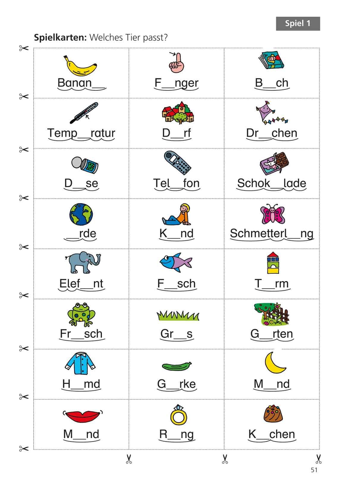 Beispielinhalt (Bild) Rechtschreibspiele