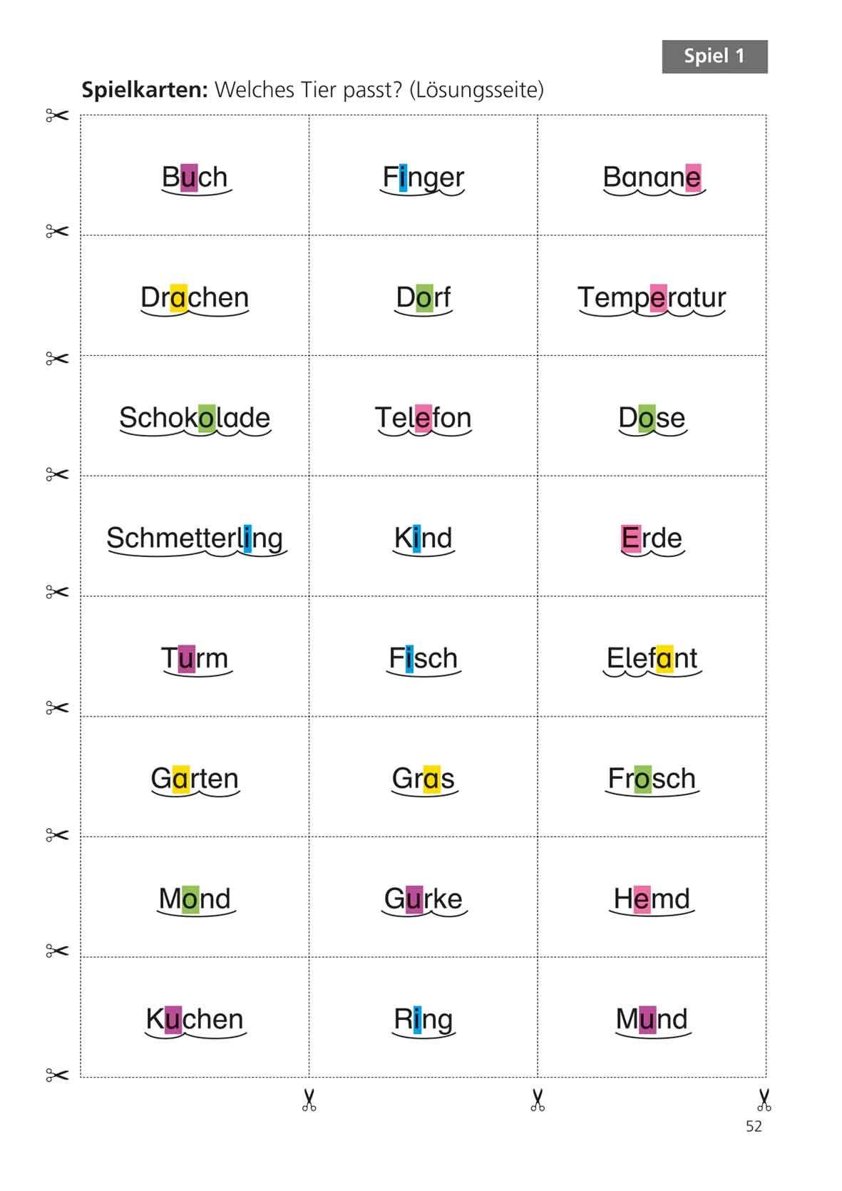 Beispielinhalt (Bild) Rechtschreibspiele
