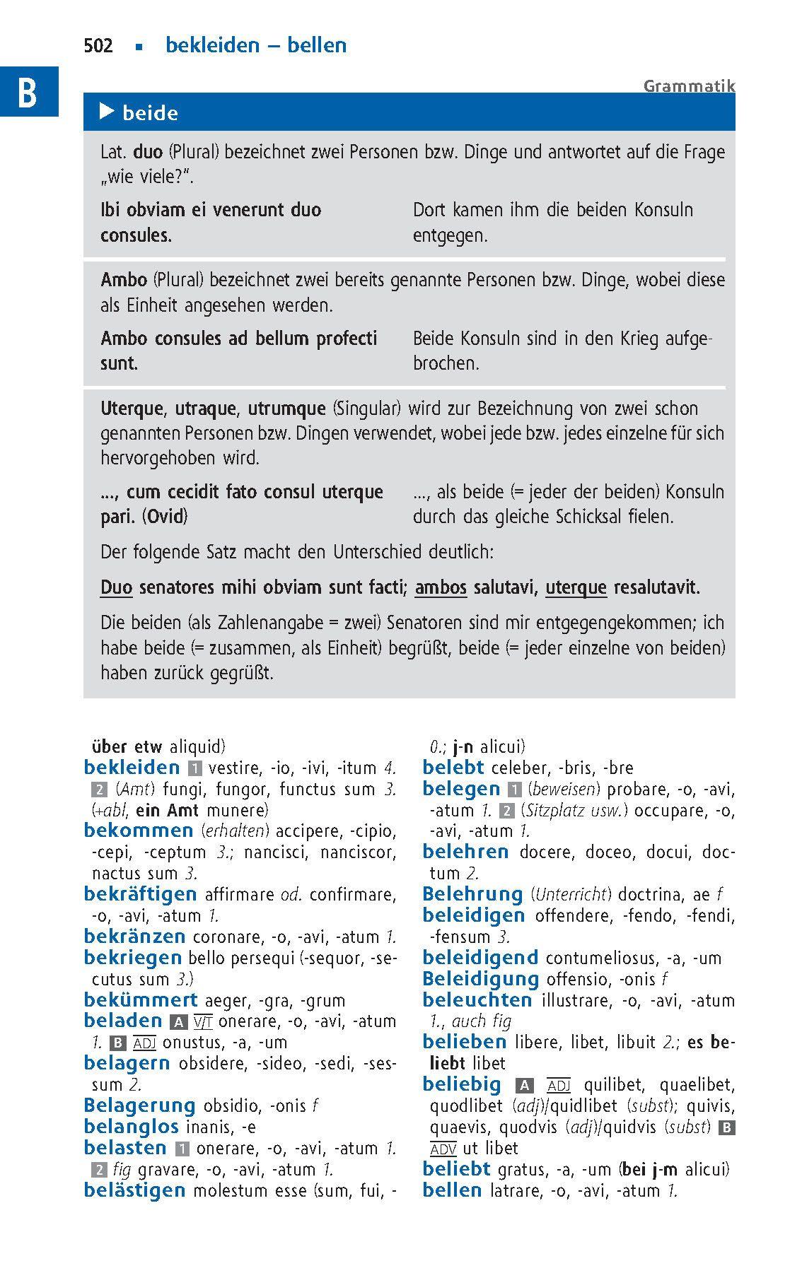 Beispielinhalt (Bild) Langenscheidt Schulwörterbuch Latein
