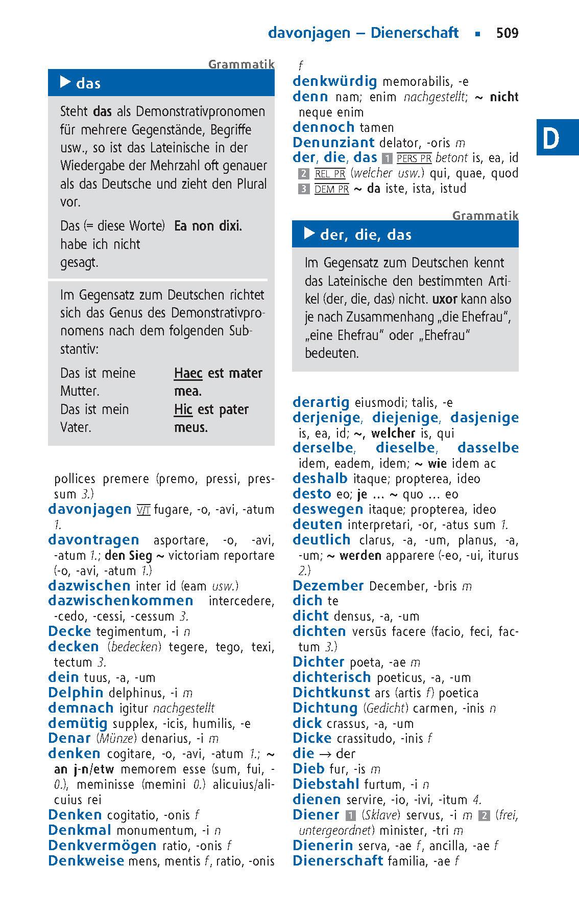 Beispielinhalt (Bild) Langenscheidt Schulwörterbuch Latein