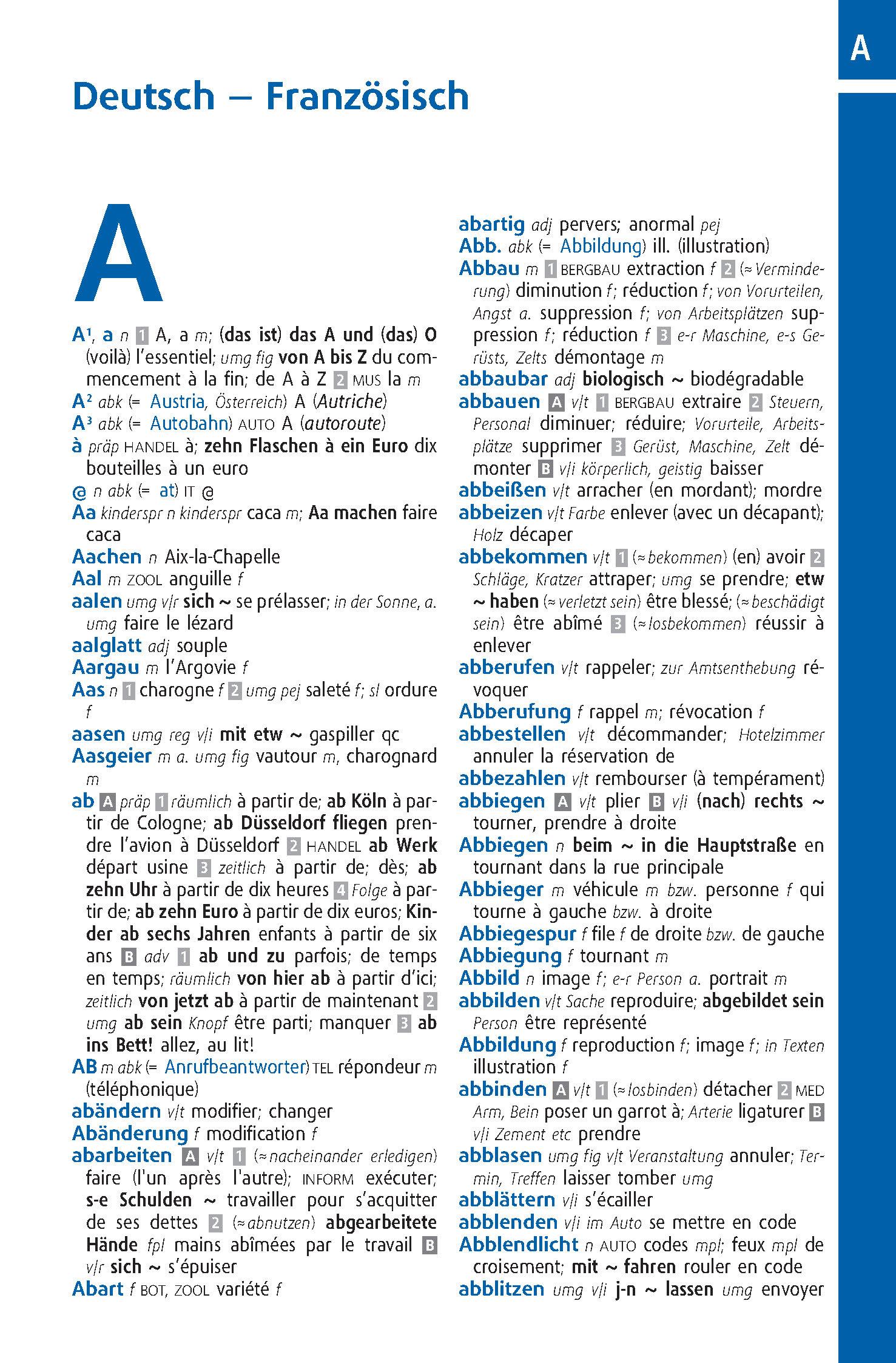 Beispielinhalt (Bild) Langenscheidt Abitur-Wörterbuch Französisch Klausurausgabe