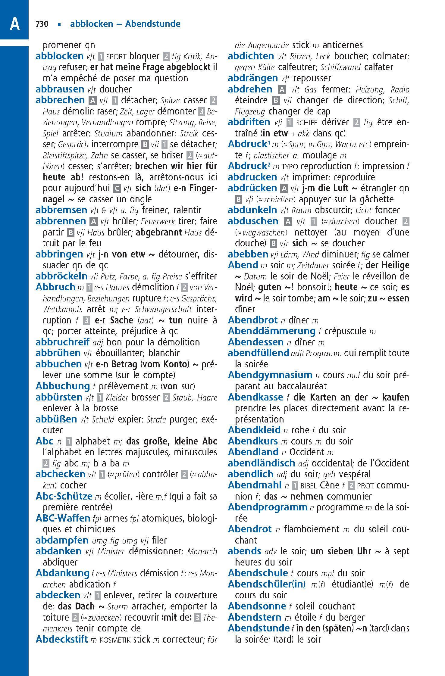 Beispielinhalt (Bild) Langenscheidt Abitur-Wörterbuch Französisch Klausurausgabe