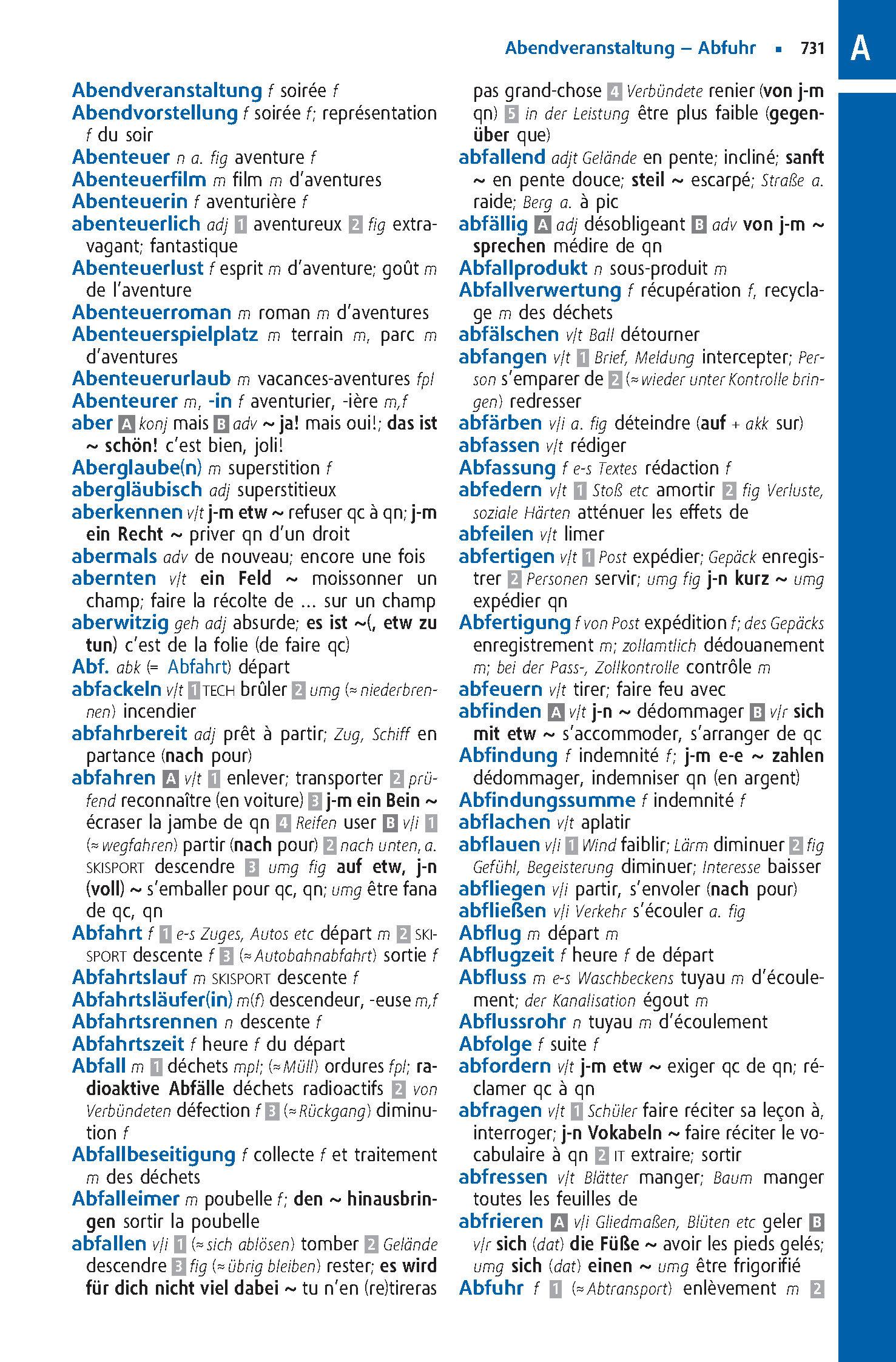 Beispielinhalt (Bild) Langenscheidt Abitur-Wörterbuch Französisch Klausurausgabe