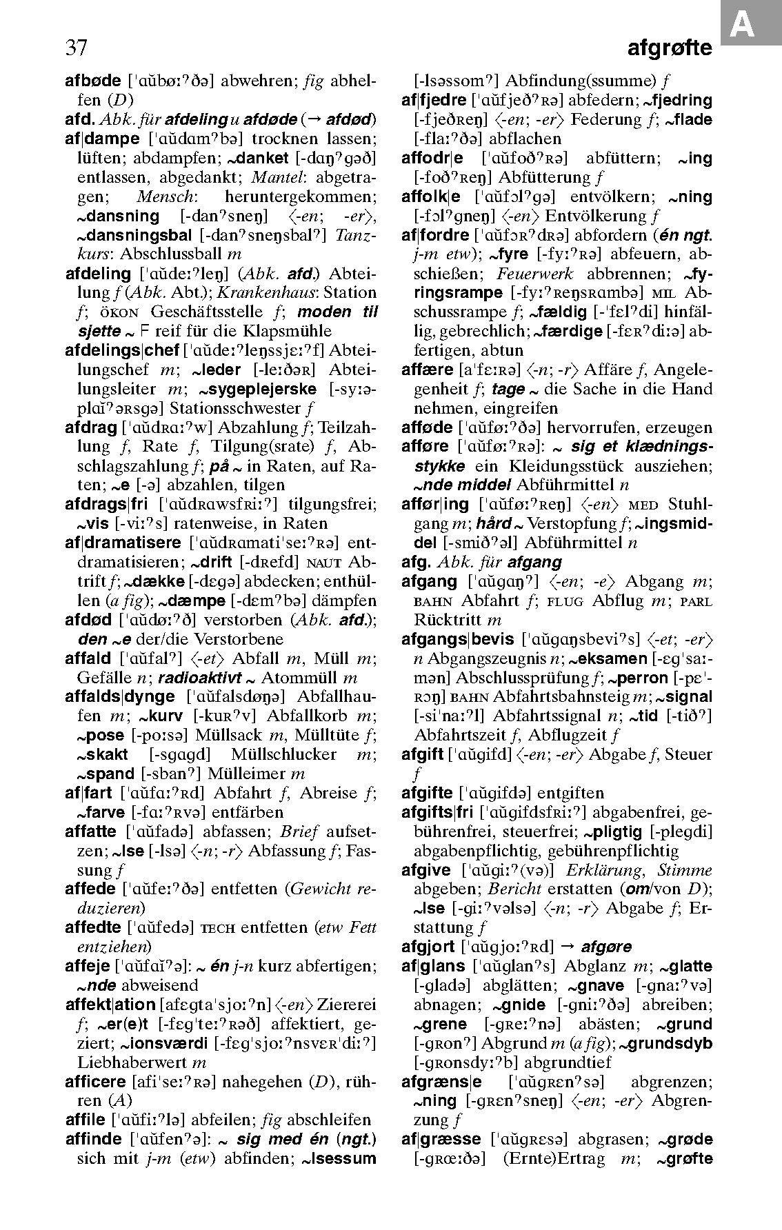 Beispielinhalt (Bild) Langenscheidt Taschenwörterbuch Dänisch