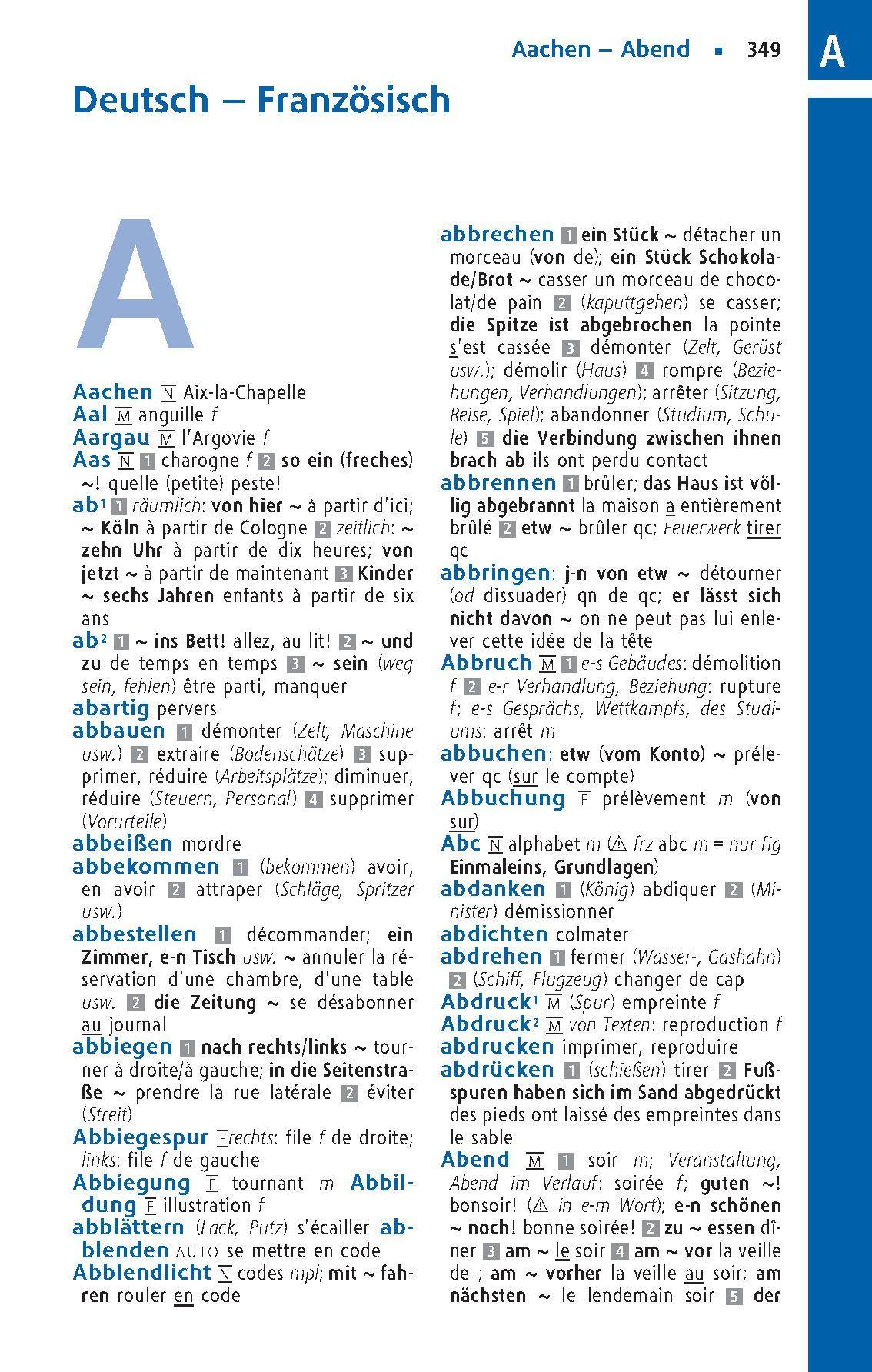 Beispielinhalt (Bild) Langenscheidt Schulwörterbuch Französisch