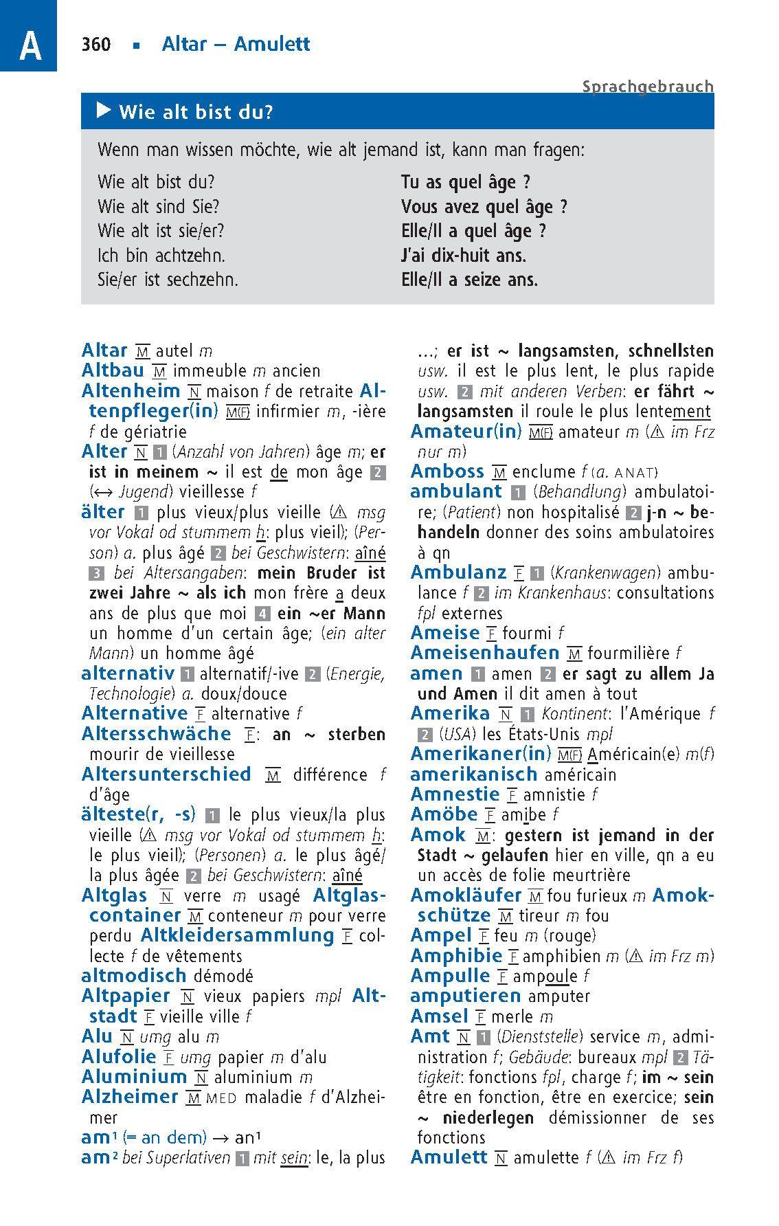 Beispielinhalt (Bild) Langenscheidt Schulwörterbuch Französisch