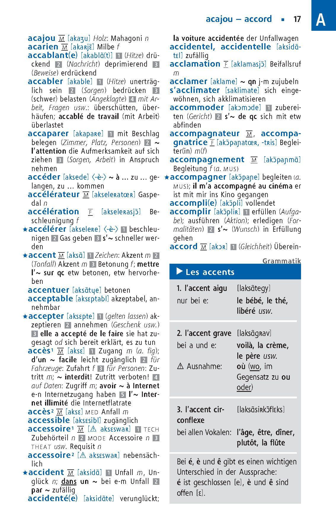 Beispielinhalt (Bild) Langenscheidt Schulwörterbuch Französisch