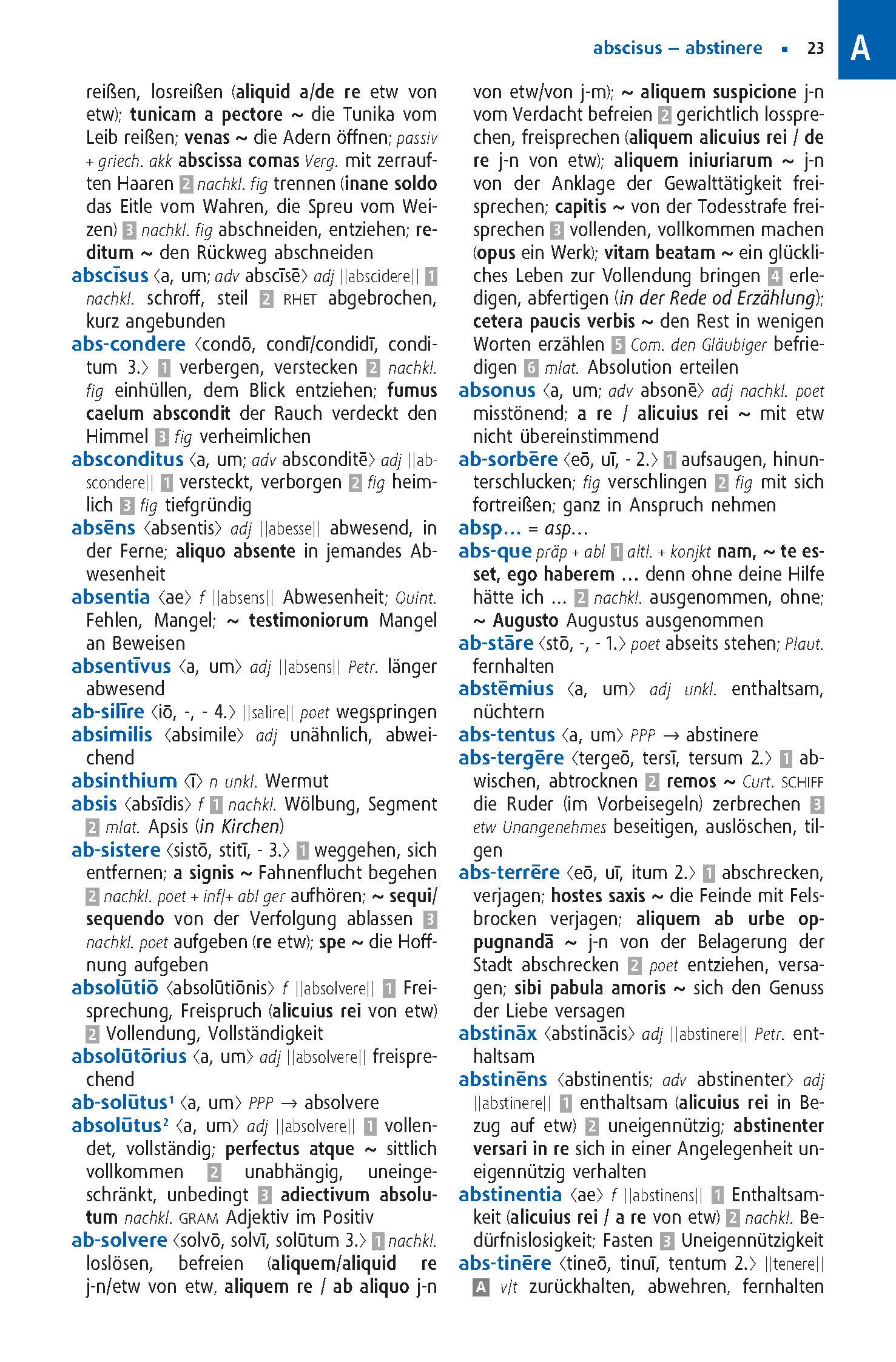 Beispielinhalt (Bild) Langenscheidt Abitur-Wörterbuch Latein Klausurausgabe