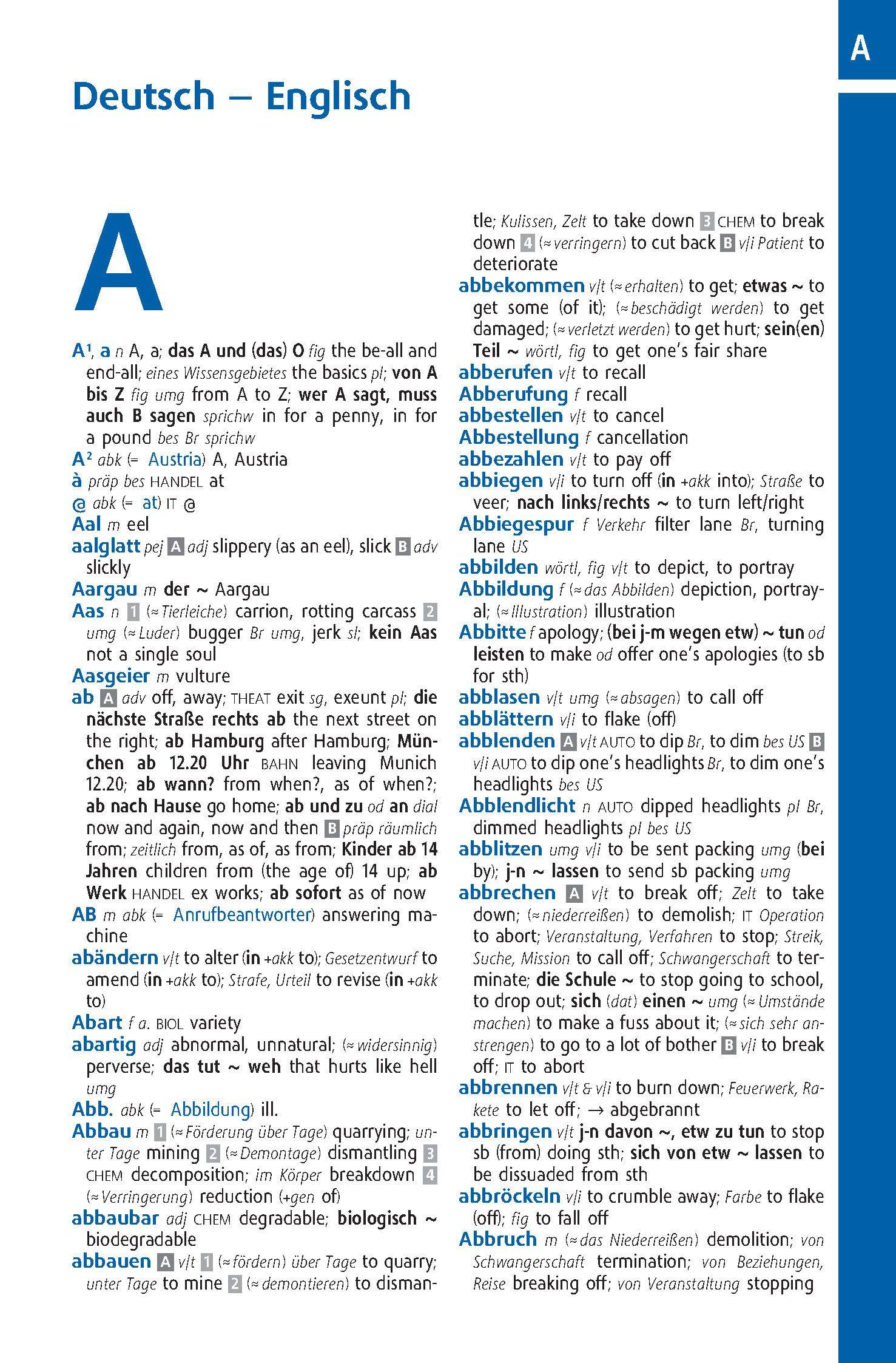 Beispielinhalt (Bild) Langenscheidt Abitur-Wörterbuch Englisch Klausurausgabe