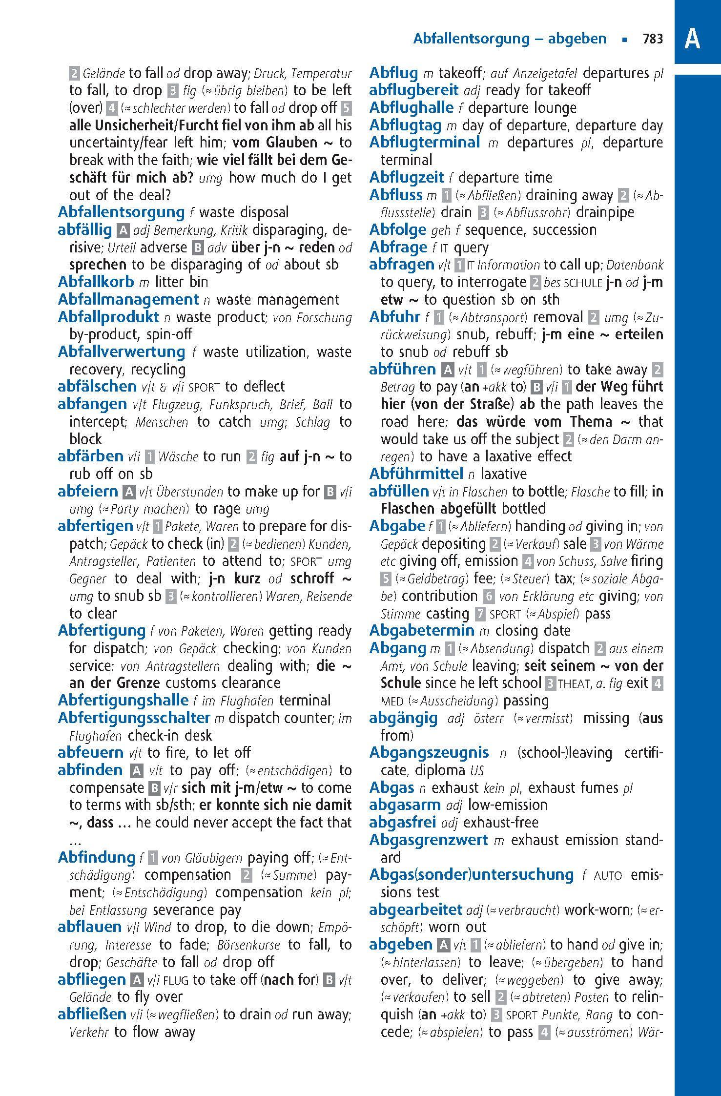 Beispielinhalt (Bild) Langenscheidt Abitur-Wörterbuch Englisch Klausurausgabe