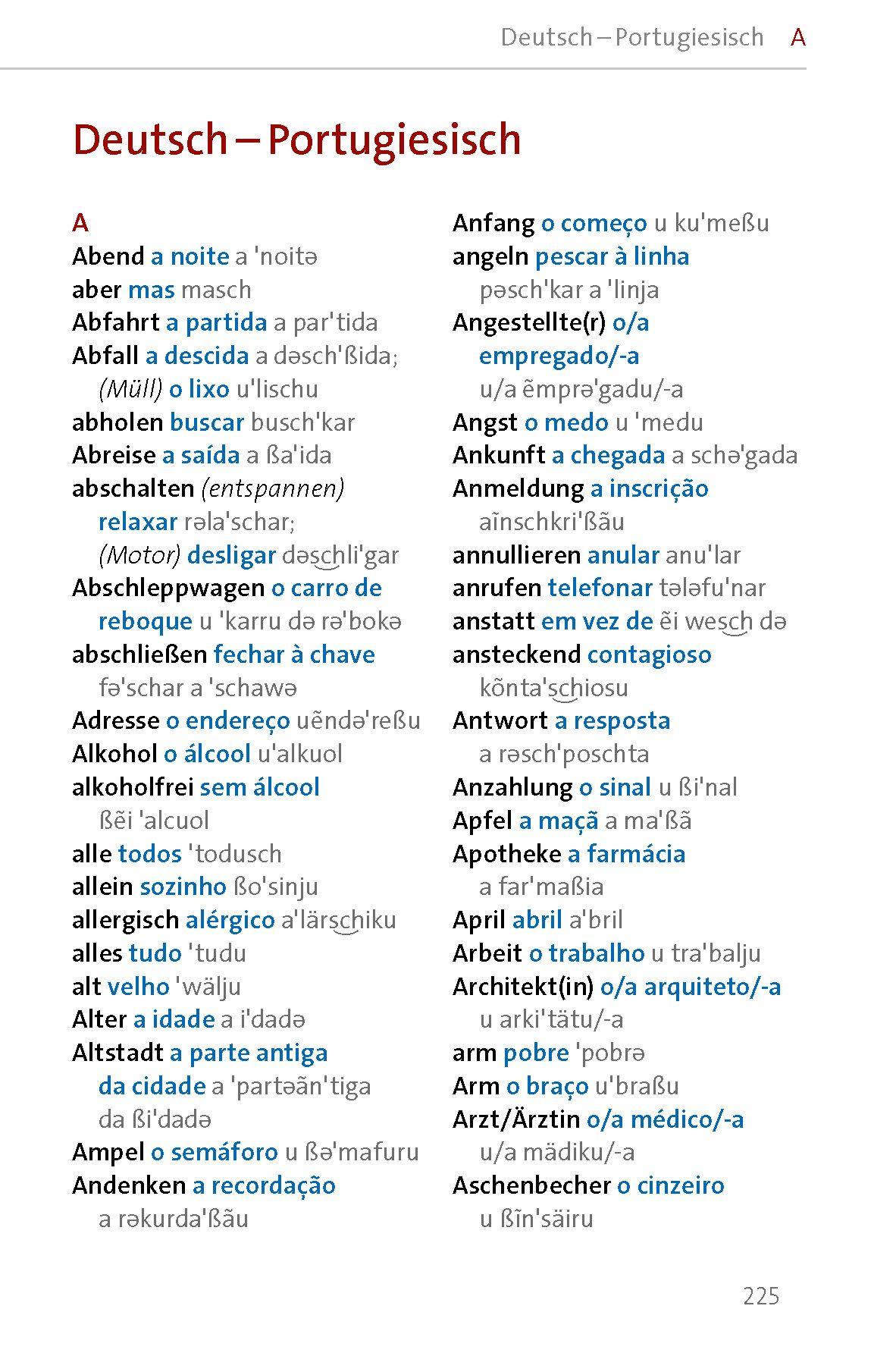 Beispielinhalt (Bild) Langenscheidt Sprachführer Portugiesisch