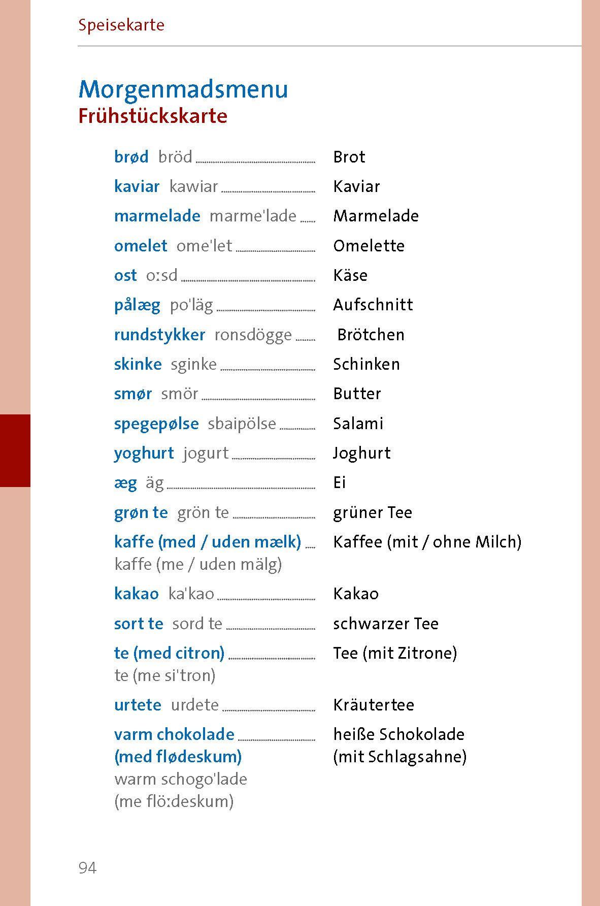 Beispielinhalt (Bild) Langenscheidt Sprachführer Dänisch