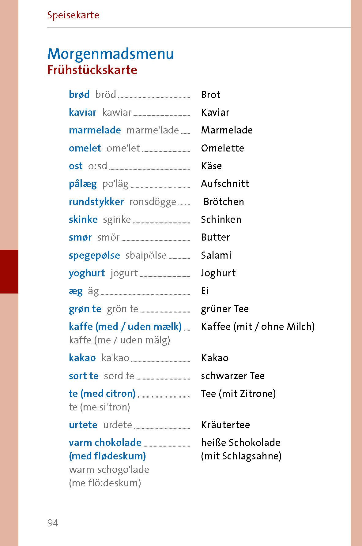 Beispielinhalt (Bild) Langenscheidt Sprachführer Dänisch
