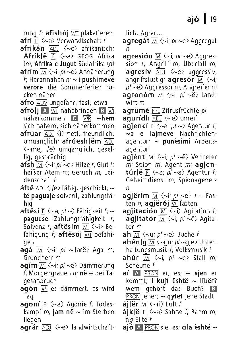 Beispielinhalt (Bild) Langenscheidt Universal-Wörterbuch Albanisch
