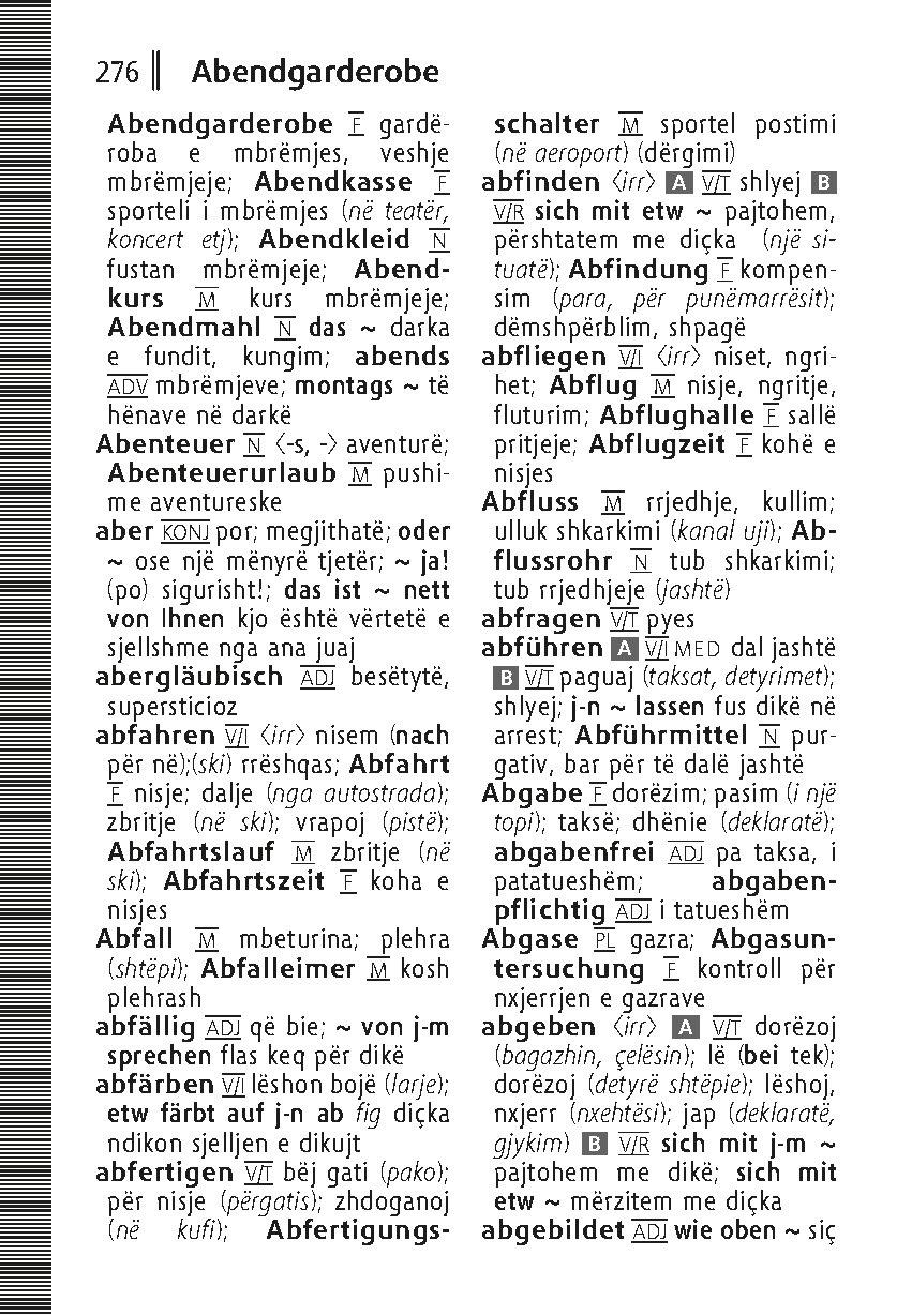 Beispielinhalt (Bild) Langenscheidt Universal-Wörterbuch Albanisch