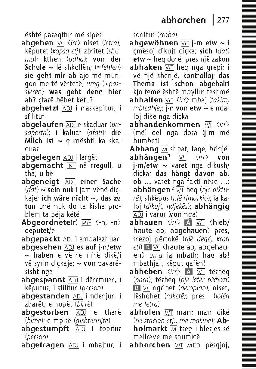 Beispielinhalt (Bild) Langenscheidt Universal-Wörterbuch Albanisch