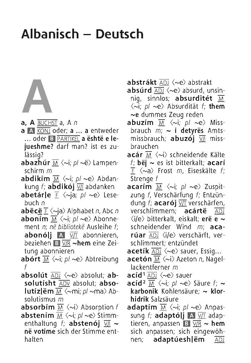 Beispielinhalt (Bild) Langenscheidt Universal-Wörterbuch Albanisch