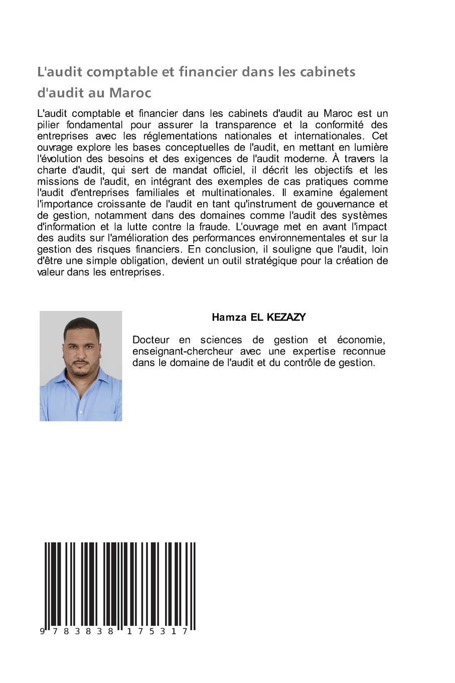 Rückseitencover L'audit comptable et financier dans les cabinets d'audit au Maroc