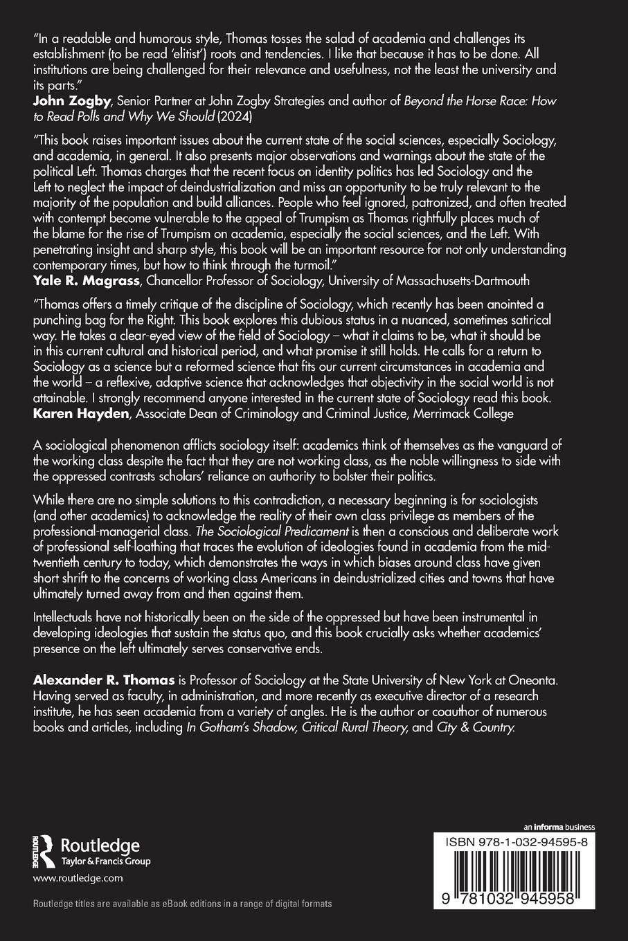 Rückseitencover The Sociological Predicament