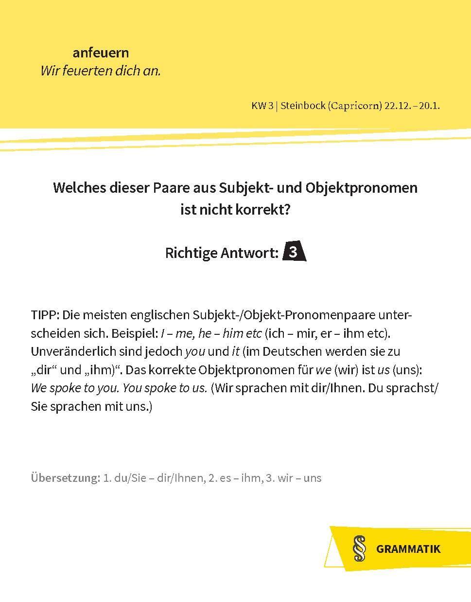Beispielinhalt (Bild) Langenscheidt Sprachkalender Englisch A Quiz a Day 2026