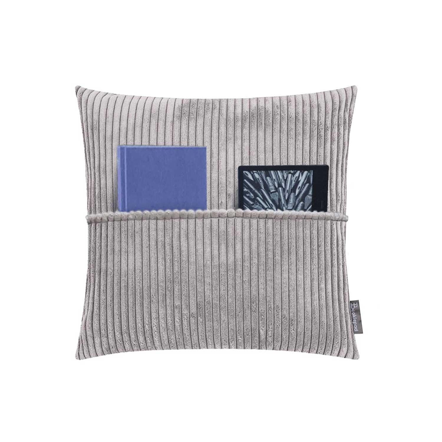 Vorderes Coverbild Bookiepad Taschenkissen mit Füllung Cozy Shara - grau 45x45