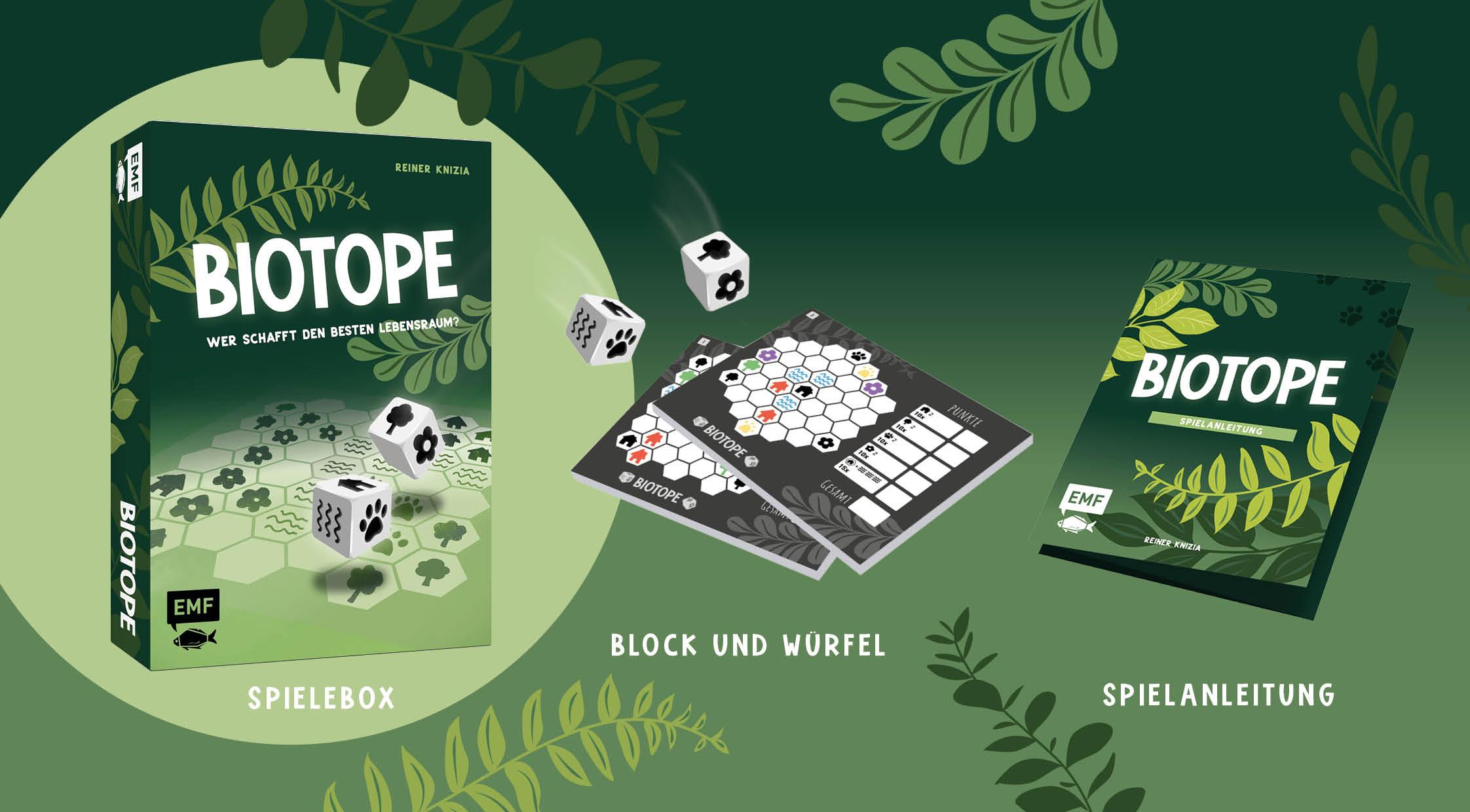 Beispielinhalt (Bild) Würfelspiel: Biotope - Wer schafft den besten Lebensraum?