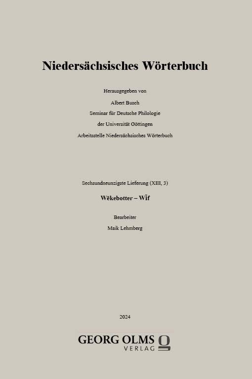 Vorderes Coverbild Niedersächsisches Wörterbuch