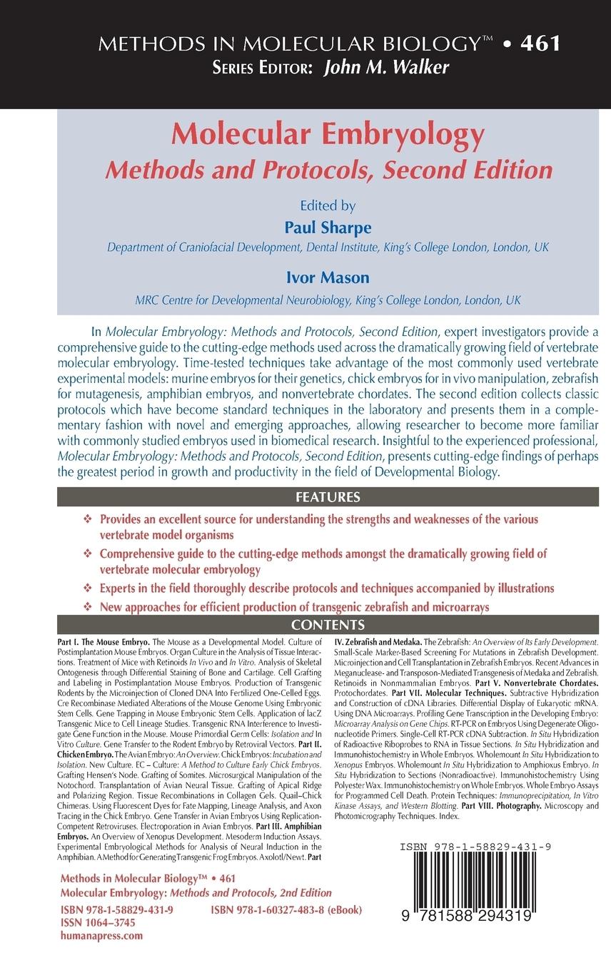 Rückseitencover Molecular Embryology