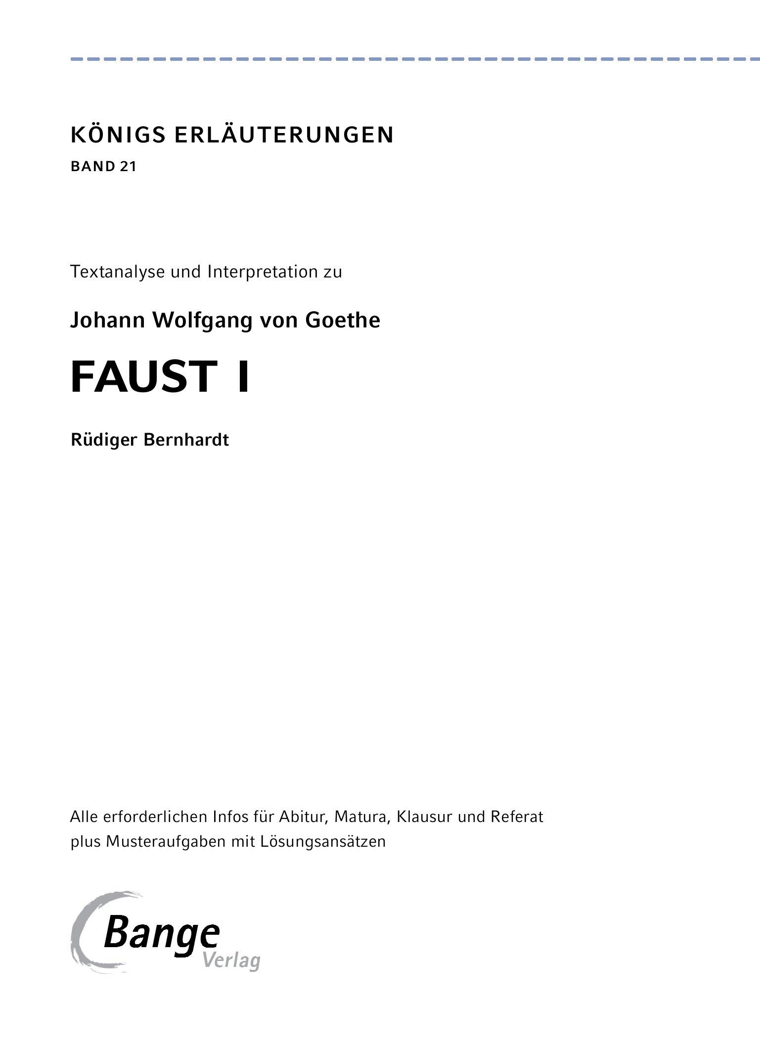 Beispielinhalt (Bild) Faust I von Johann Wolfgang von Goethe - Textanalyse und Interpretation