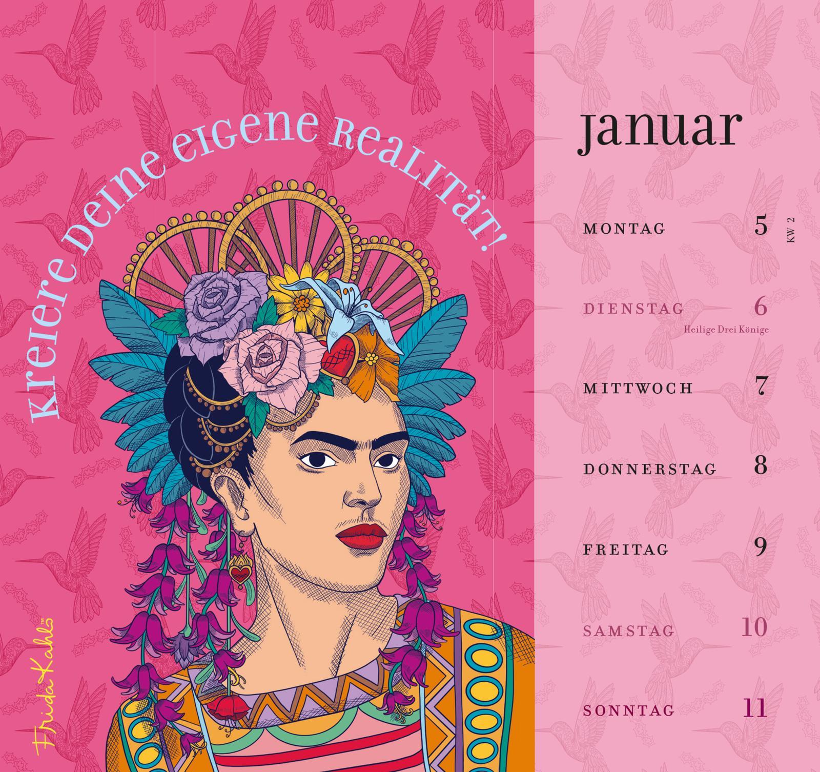Beispielinhalt (Bild) Frida Kahlo Postkartenkalender 2026