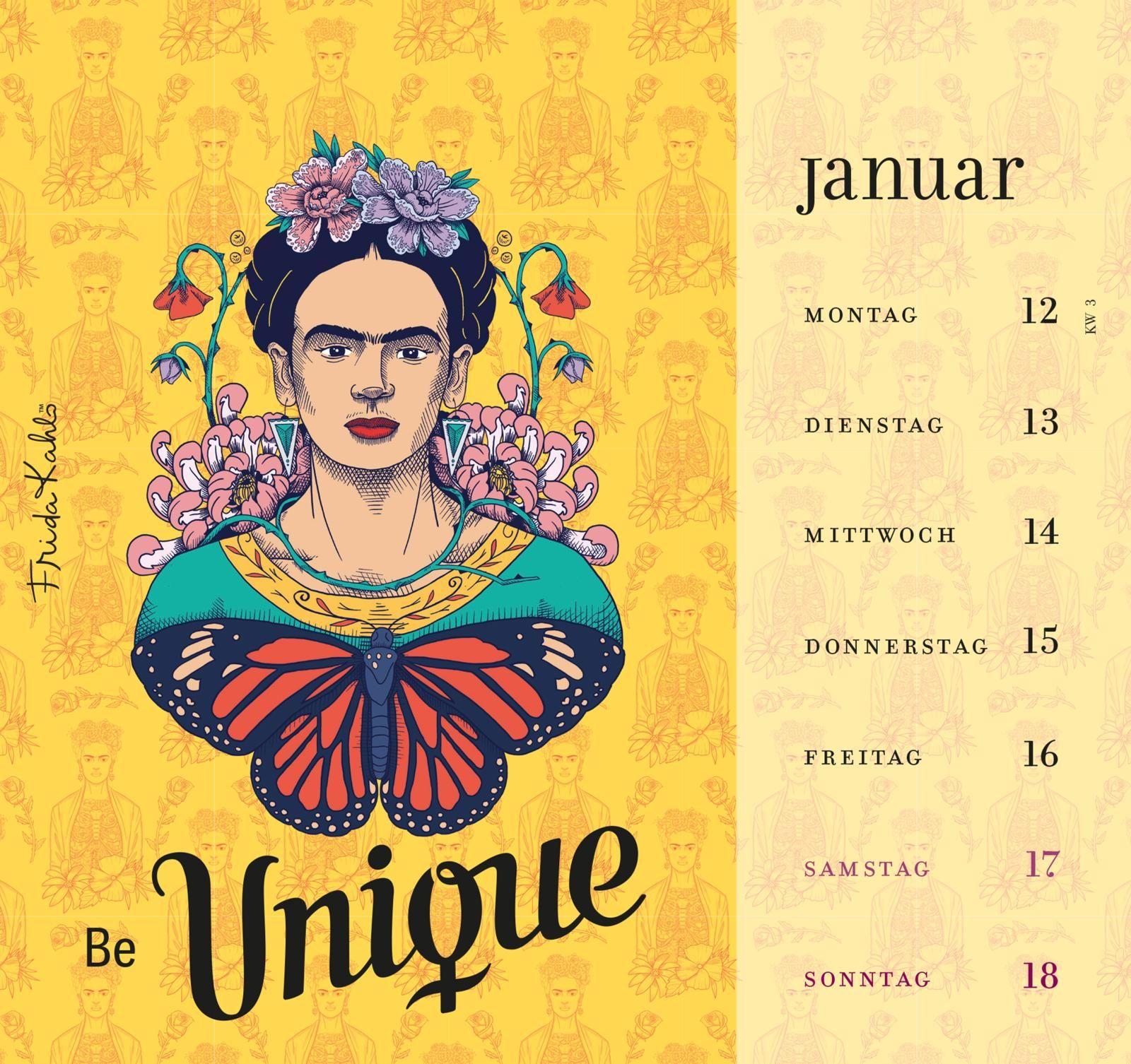 Beispielinhalt (Bild) Frida Kahlo Postkartenkalender 2026