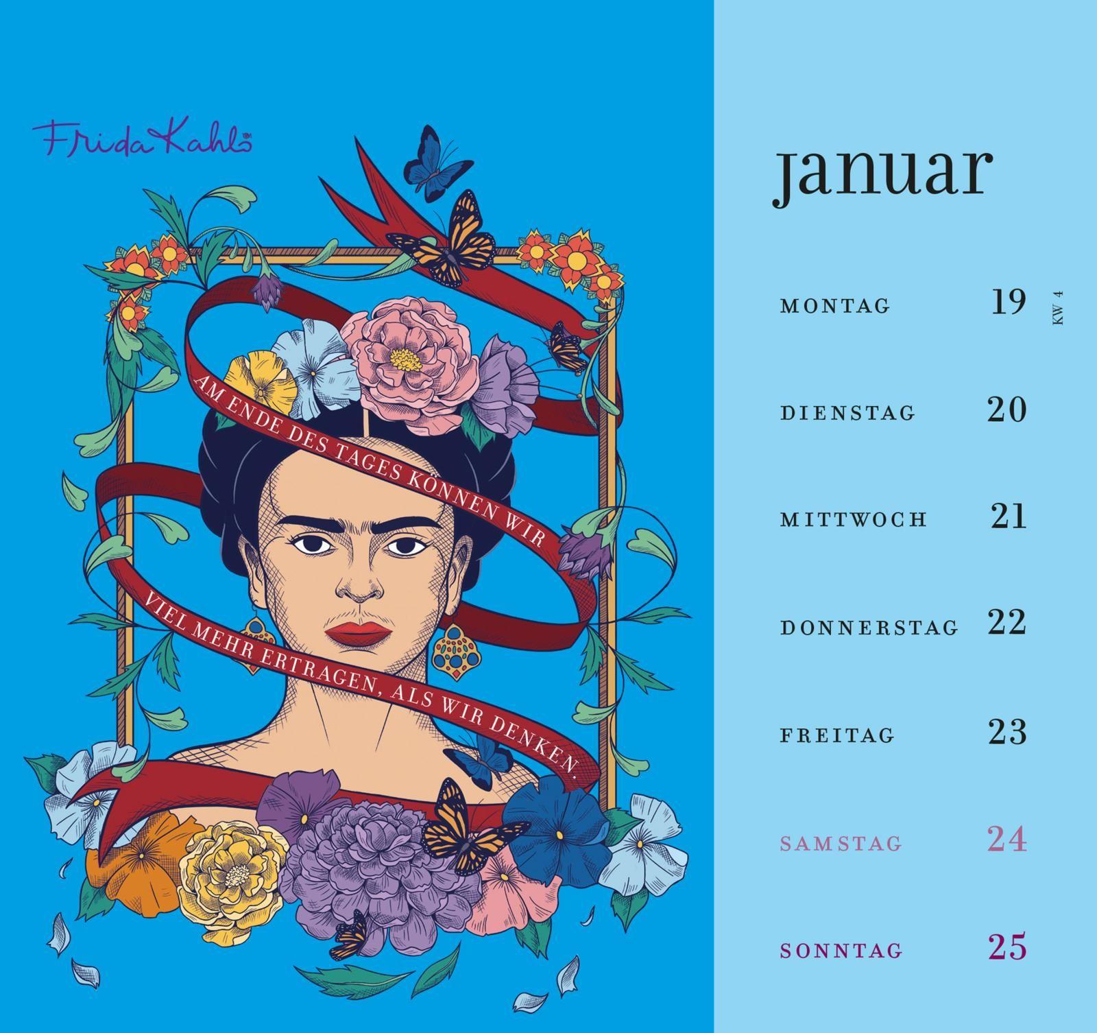 Beispielinhalt (Bild) Frida Kahlo Postkartenkalender 2026