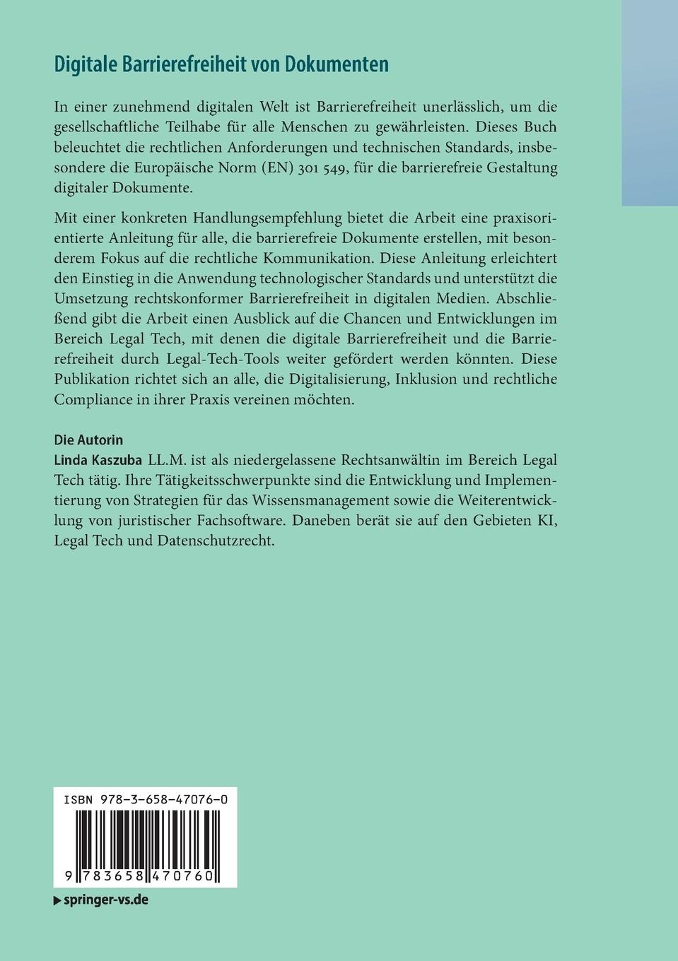 Rückseitencover Digitale Barrierefreiheit von Dokumenten