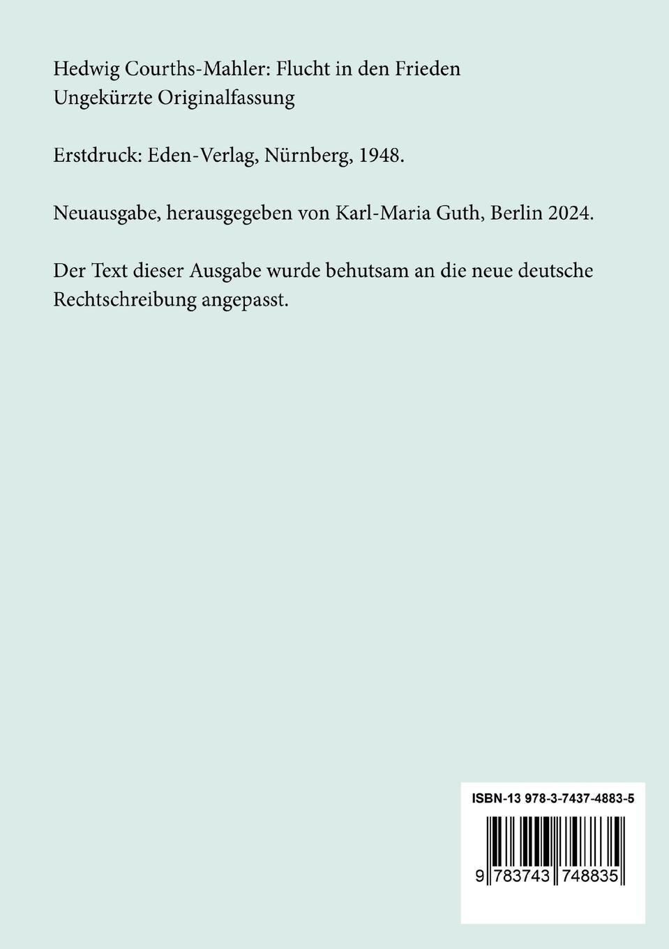 Rückseitencover Flucht in den Frieden
