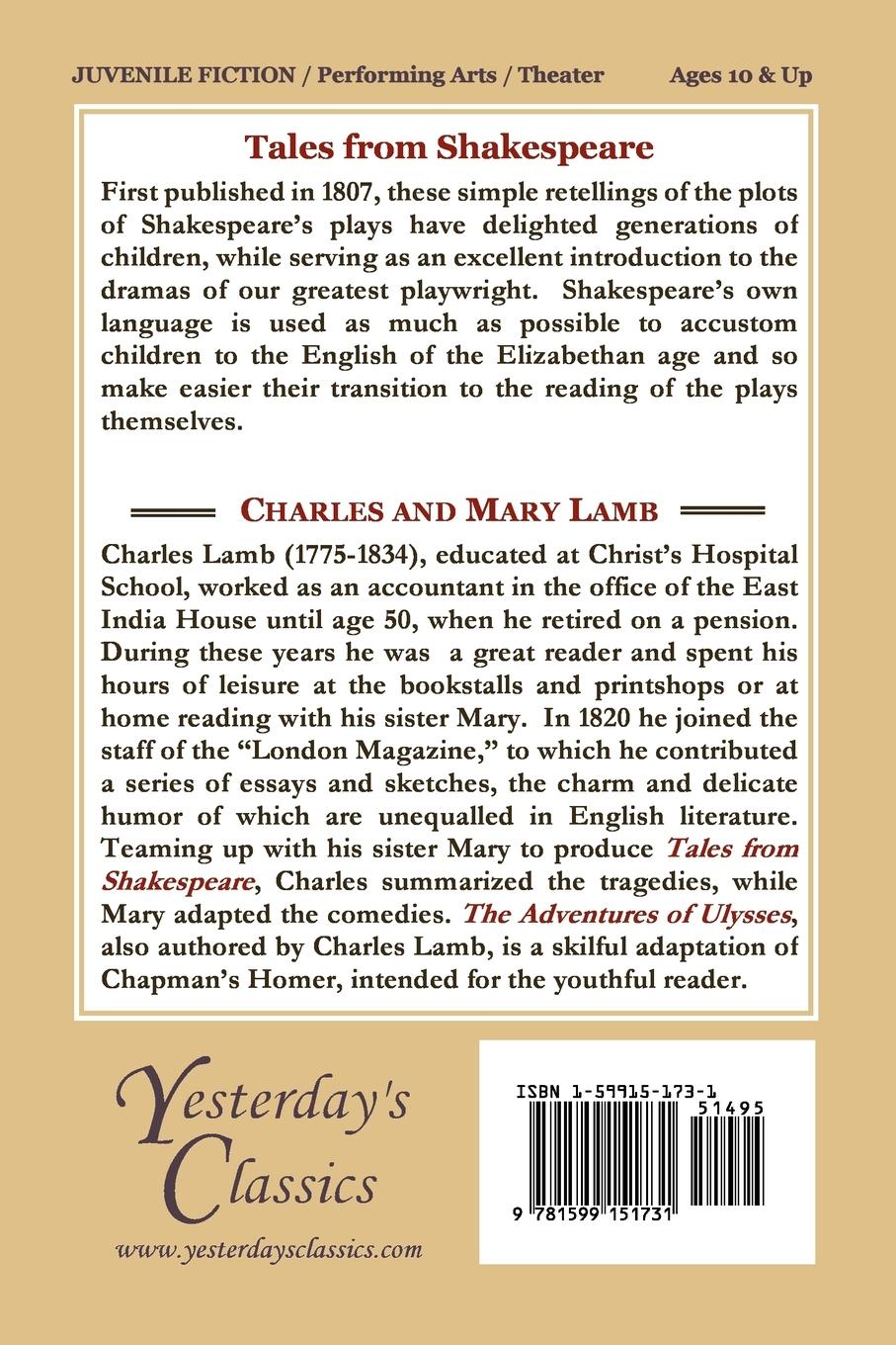 Rückseitencover Tales from Shakespeare (Yesterday's Classics)