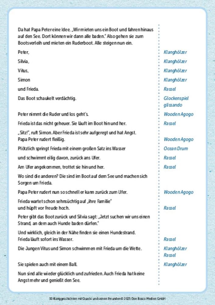 Beispielinhalt (Bild) Klanggeschichten mit Quacki und seinen Freunden