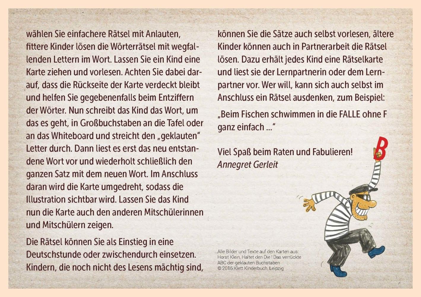 Beispielinhalt (Bild) Haltet den Die ! Das verrückte ABC mit 26 geklauten Buchstaben