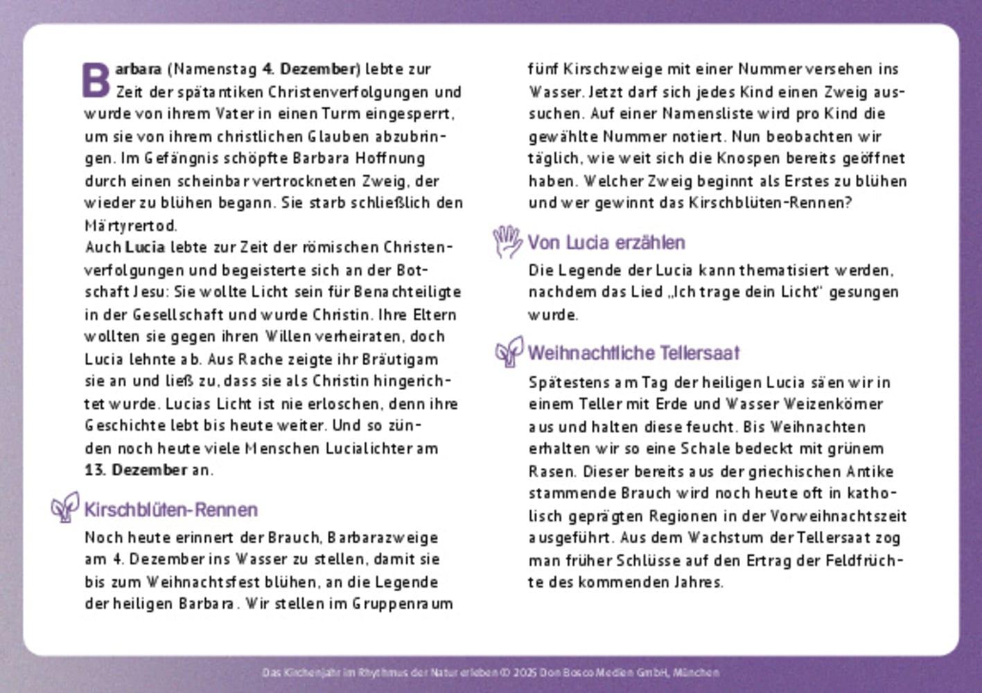 Beispielinhalt (Bild) Das Kirchenjahr im Rhythmus der Natur erleben