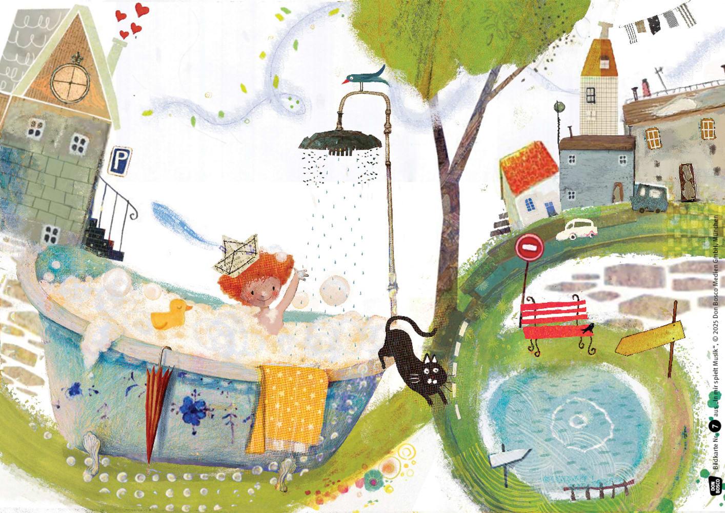 Beispielinhalt (Bild) In mir spielt Musik. Eine Aufwachgeschichte. Kamishibai Bildkartenset