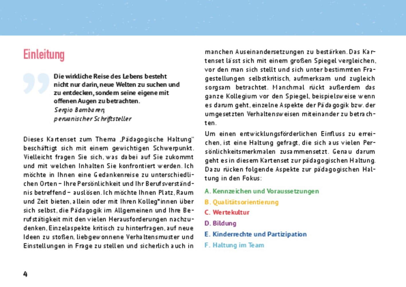 Beispielinhalt (Bild) Pädagogische Haltung entwickeln und leben