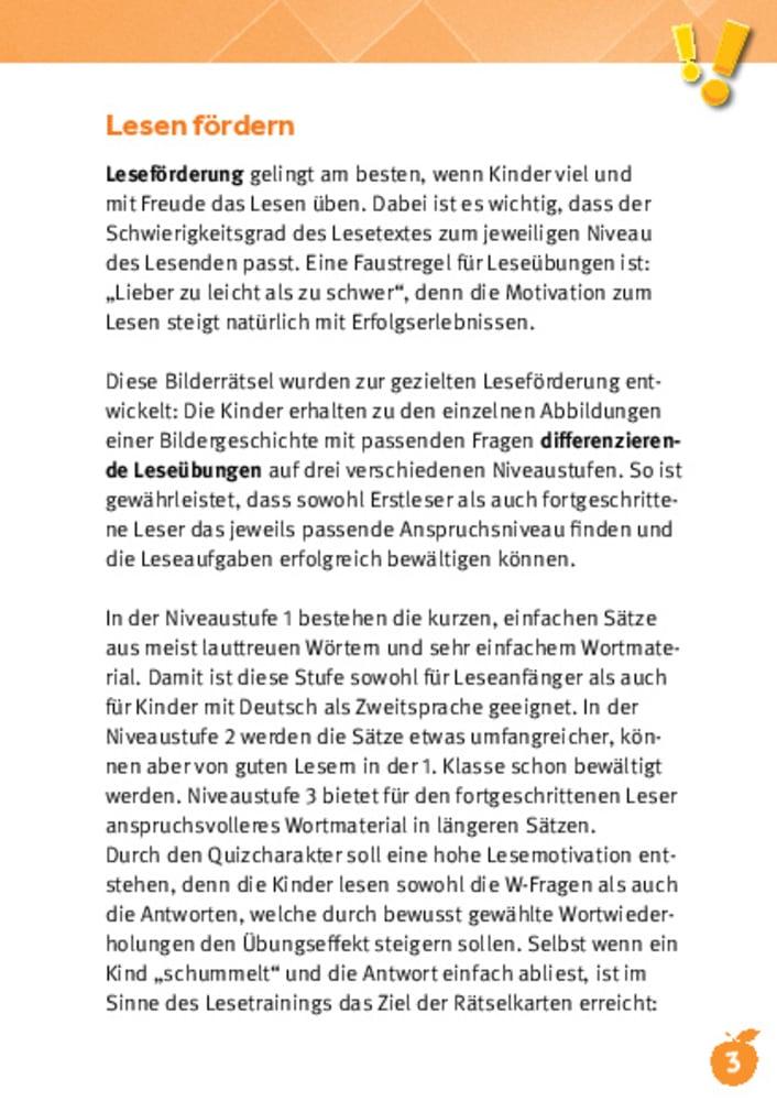 Beispielinhalt (Bild) Lesen üben mit Bilderrätseln zum Froschkönig. 34 Bildkarten zur Leseförderung