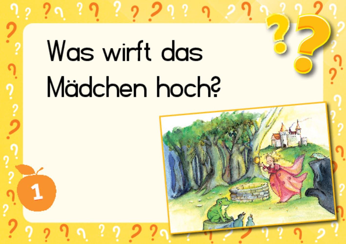 Beispielinhalt (Bild) Lesen üben mit Bilderrätseln zum Froschkönig. 34 Bildkarten zur Leseförderung