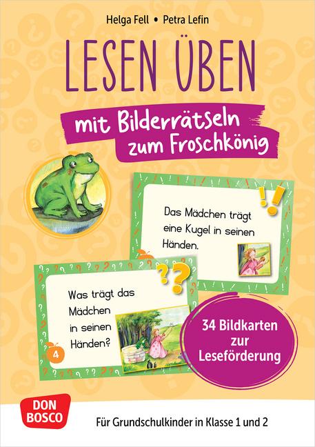 Vorderes Coverbild Lesen üben mit Bilderrätseln zum Froschkönig. 34 Bildkarten zur Leseförderung
