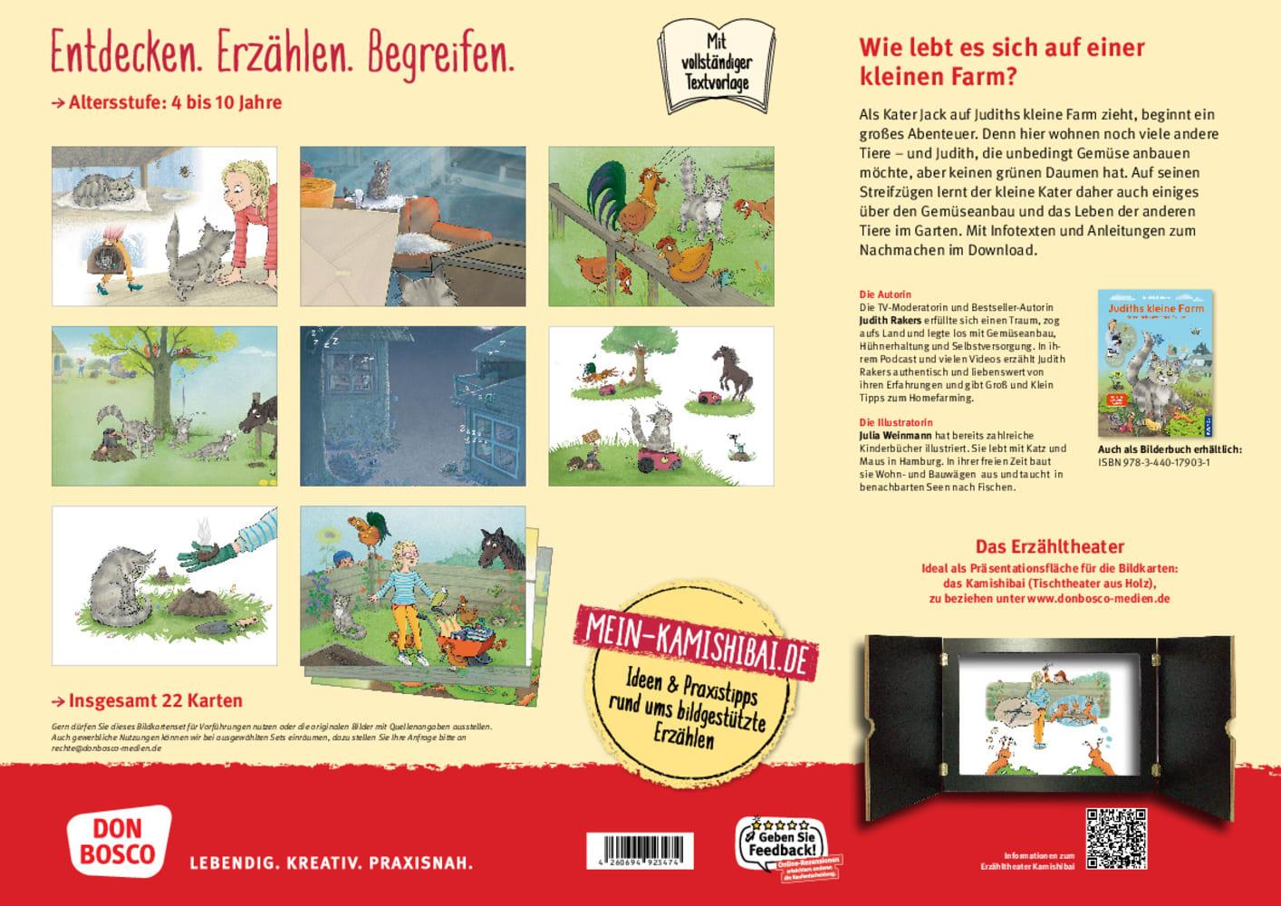 Beispielinhalt (Bild) Judiths kleine Farm. Kater Jack sucht einen Freund. Kamishibai Bildkartenset
