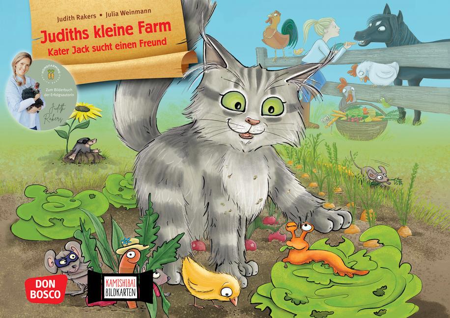 Vorderes Coverbild Judiths kleine Farm. Kater Jack sucht einen Freund. Kamishibai Bildkartenset
