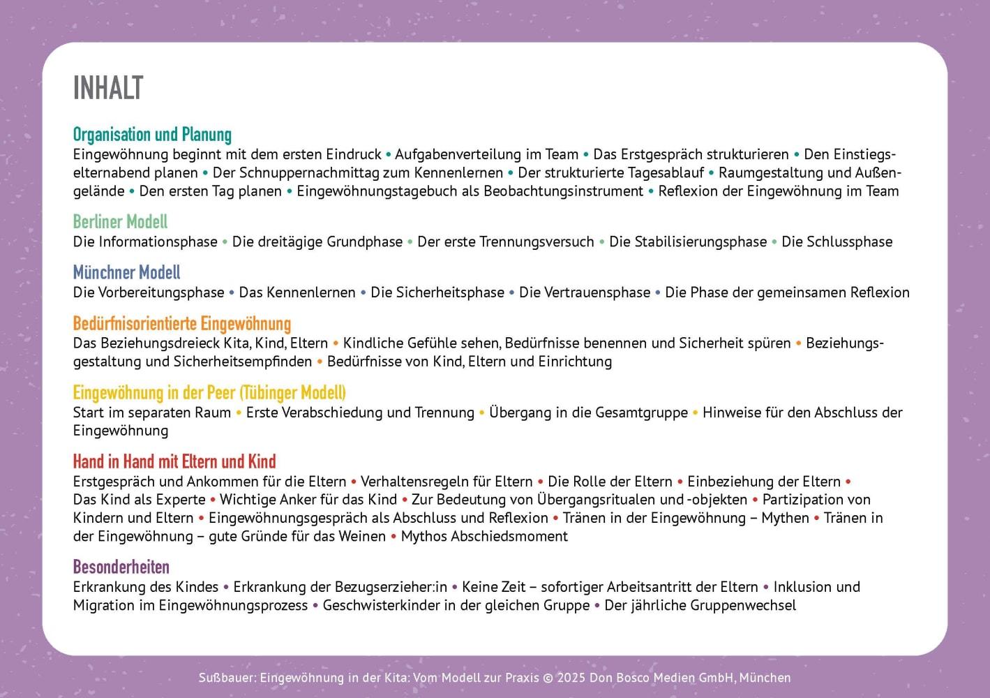 Beispielinhalt (Bild) Eingewöhnung in der Kita. Vom Modell zur Praxis